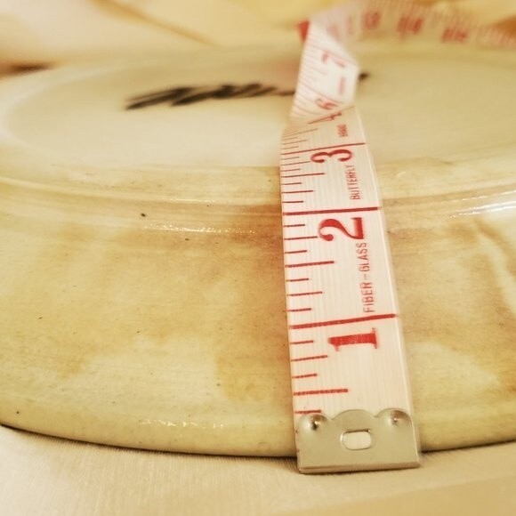 Studio Pottery Charger Shallow Bowl 13.5” Blue Wax-Resist Stoneware Signed - Picture 7 of 9